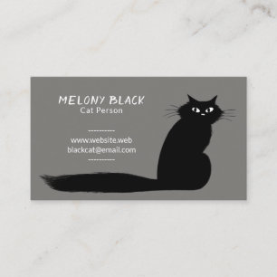 Cool Black Cat with Long Tail   Fun Feline Business Card