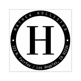 Cool Black Circle Monogram Return Address Rubber Stamp