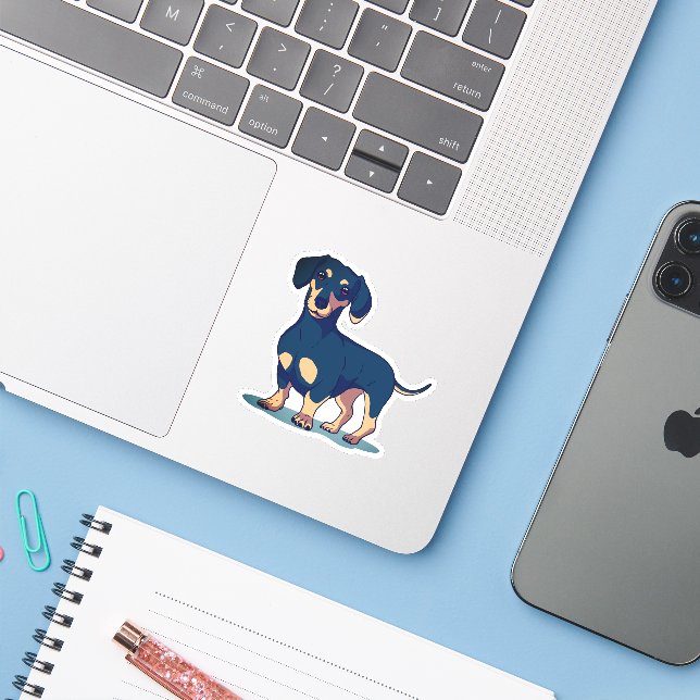 Cool Black Dachshund Dog Design (Laptop w/ iPhone)