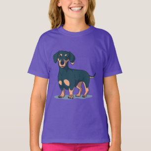 Cool Black Dachshund Dog Design T-Shirt