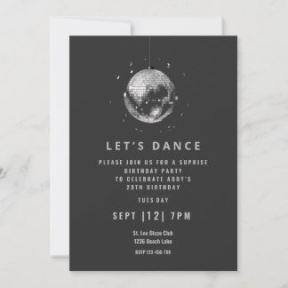 Cool black disco danse anniversaire invitation