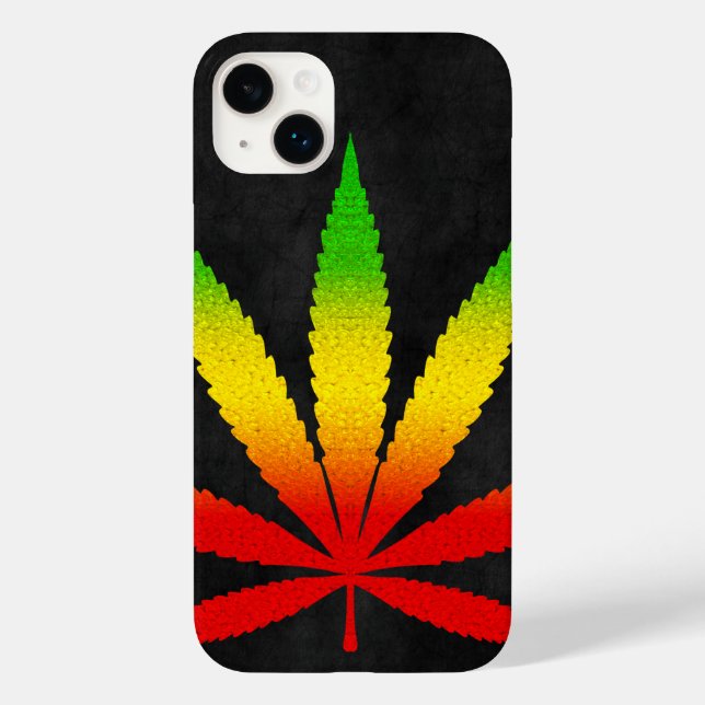 Cool Black Distressed Reggae Rasta Leaf Rastafari Case-Mate iPhone Case (Back)