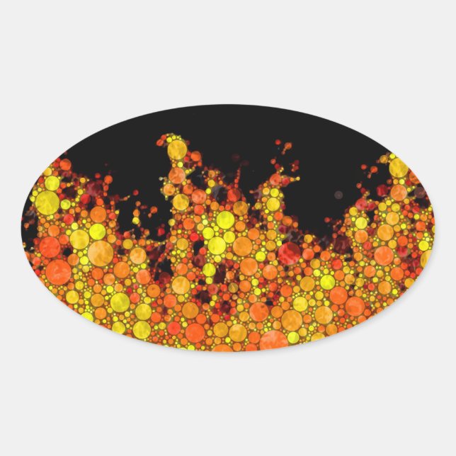 Cool Black Fire Flames Oval Sticker (Front)