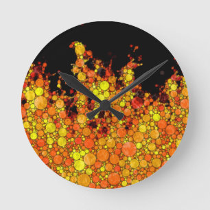 Cool Black Fire Flames Round Clock