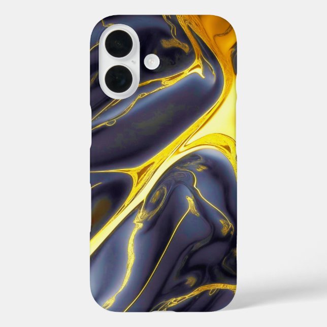 Cool black gold molten marble fluid textured Case-Mate iPhone case (Back)