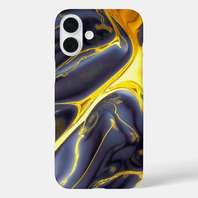 Cool black gold molten marble fluid textured Case-Mate iPhone case (Back)