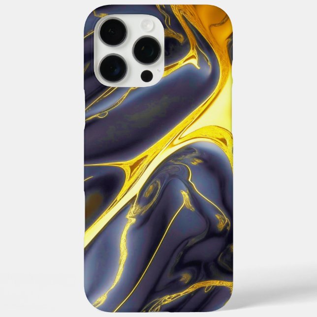 Cool black gold molten marble fluid textured Case-Mate iPhone case (Back)