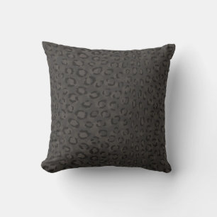 Cool black grey cheetah print monogram throw pillow