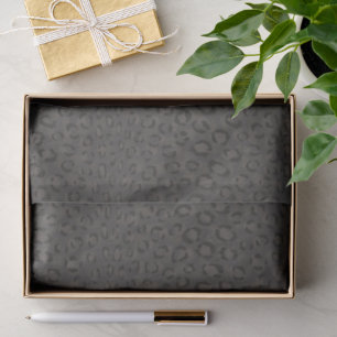 Cool black grey cheetah print monogram tissue paper