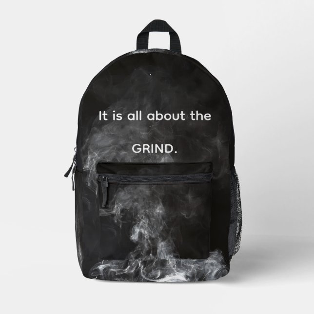 Cool Black Grindset Gym Men Printed Backpack (Front)