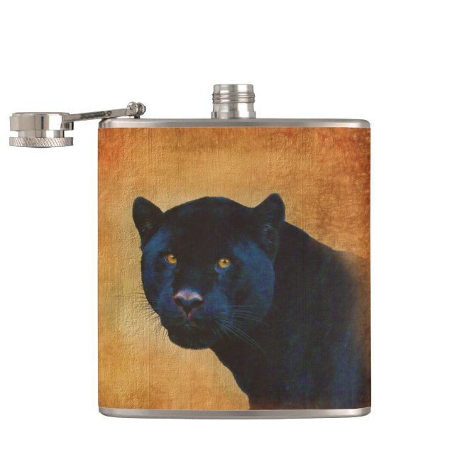 Cool Black Jaguar Panther Wildlife Big Cat Hip Flask (Opened)