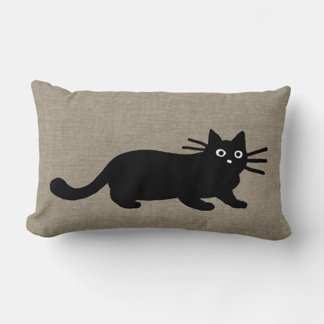 Cool Black Kitty Cats | Funky Felines | Pet Lover Lumbar Pillow (Front)