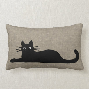 Cool Black Kitty Cats Funky Felines Pet Lover Lumbar Pillow