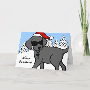 Cool Black Labrador Cartoon Christmas Holiday Card