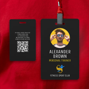 Cool Black Logo Photo QR Code Employee ID Badge