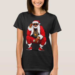 Cool Black Man Santa Claus Christmas African Ameri T-Shirt