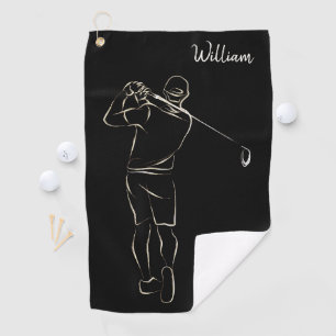  Cool Black Modern Add Your Name Classy Masculine  Golf Towel