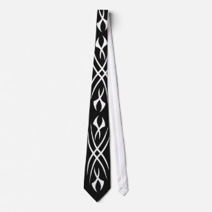Cool black neck tie with wild tattoo pattern