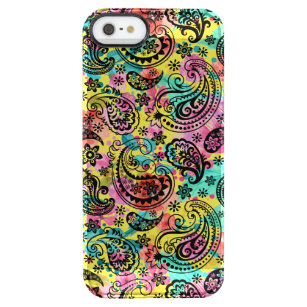 Cool Black Paisley Over Colourful Background Clear iPhone SE/5/5s Case