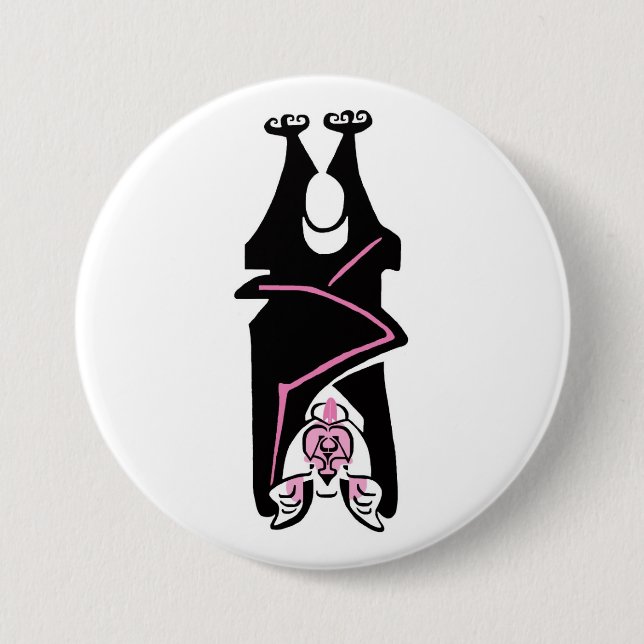 Cool Black & pink BAT -Halloween - Goth - Nature 3 Inch Round Button (Front)