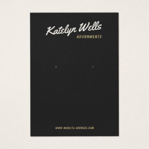 Cool Black Retro Script Earring Display Card