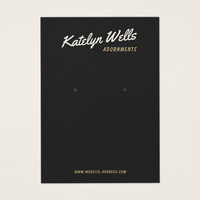Cool Black Retro Script Earring Display Card (Front)