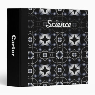 Cool Black Shining Star and Flower Kaleidoscope Binder