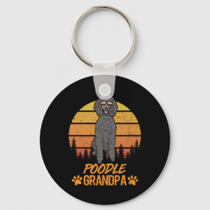 Cool Black Standard Poodle Dog Grandpa Fathers Day Keychain