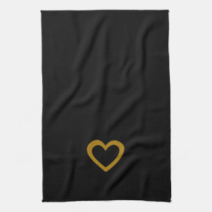 Cool Black Sweet Gold Heart Towel