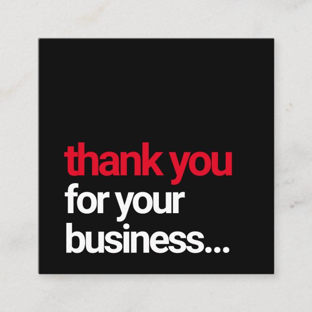 Cool Black Thank You Customer Appreciation Insert (Front)