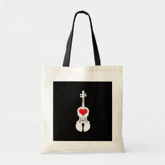 Cool Black Violin Tote Bag with Red Heart