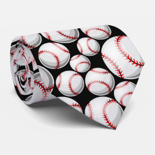 cool black white Baseball sports pattern Tie