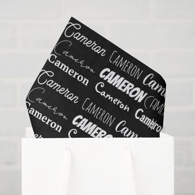 Cool Black White Birthday Personalized Name Tissue Paper (Gift Bag)