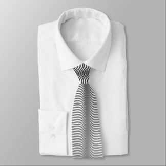 Cool Black & White Gradient Wavy Stripes Trippy Tie