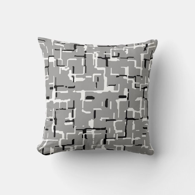 Cool Black White Grey Pattern Throw Pillow (Front)