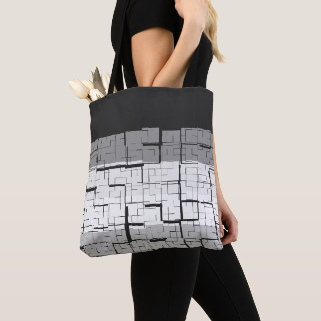 Cool Black White Grey Pattern Tote Bag (Close Up)