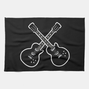 Cool Black & White Guitars Kitchen Towel