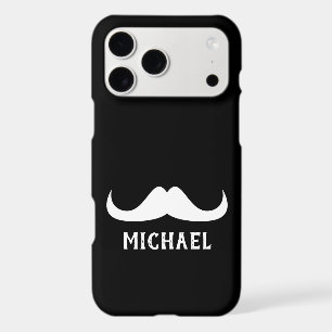 Cool Black White Handlebar moustache Custom name