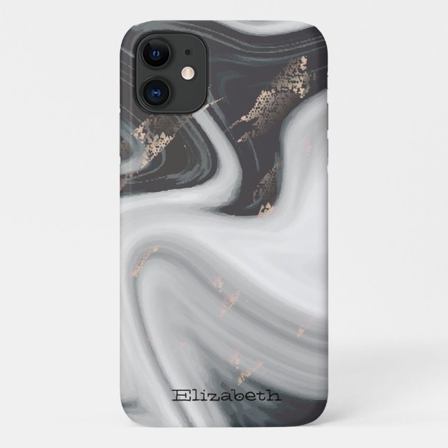 Cool Black White Marble  Stone Texture Case-Mate iPhone Case (Back)