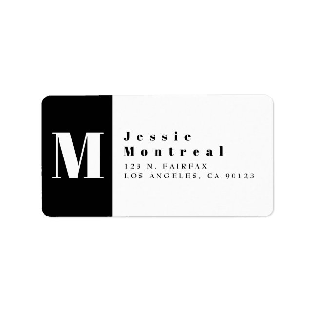 Cool Black & White | Modern Return Address Label (Front)