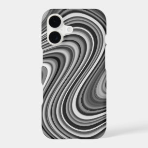 COOL Black White Silver Grey Curvy Line Pattern