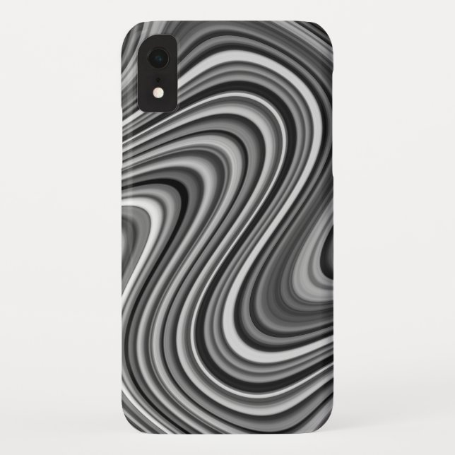 COOL Black White Silver Grey Curvy Line Pattern Case-Mate iPhone Case (Back)