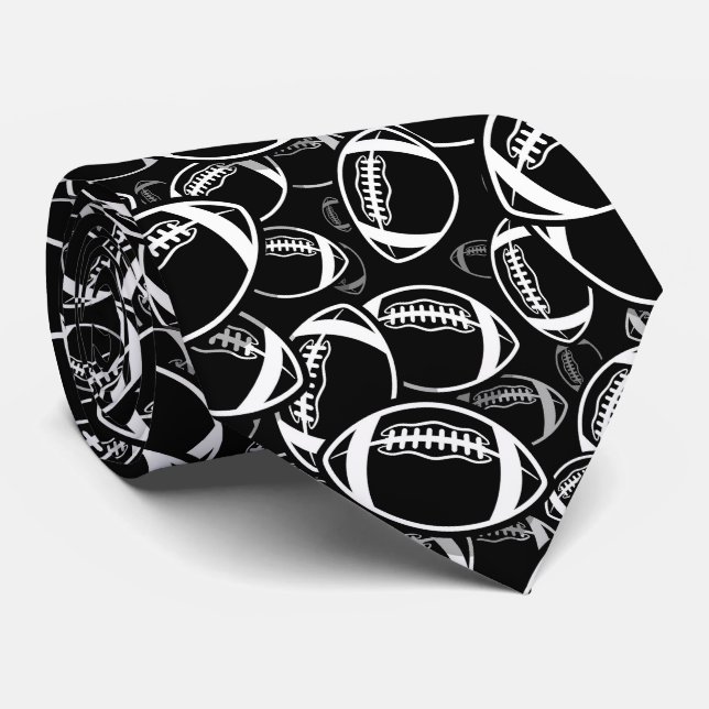 cool black white tiled pattern football sports tie (Rolled)