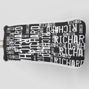 cool black-white typography (pattern of names)  golf head cover