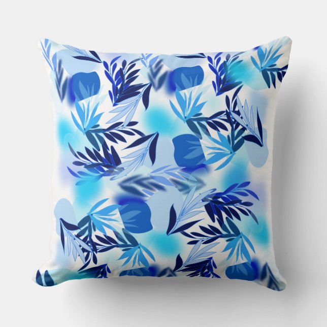 Cool Bleu Floral Motif Lancer Oreiller (Recto)