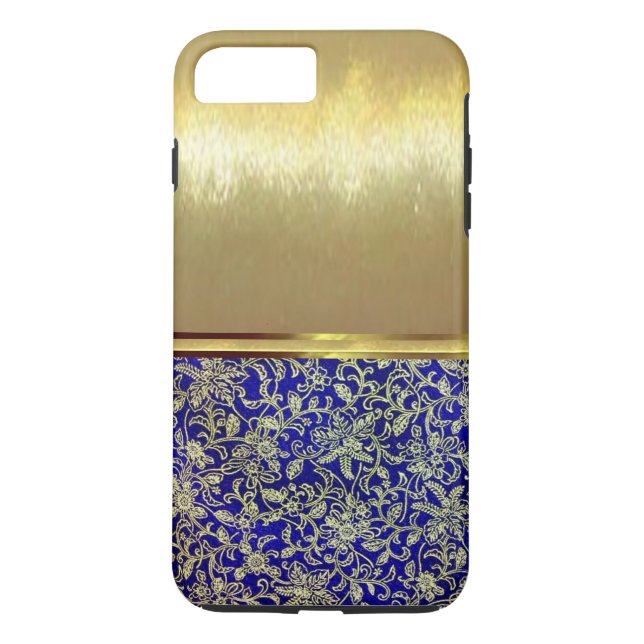 Cool Bleu joli Coque de design or floral (Dos)
