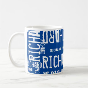 Cool Bleu Mug Moderne Nom répété