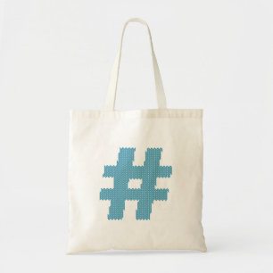 Cool Bleu Niché Hashtag Signet Sac fourre-tout