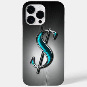 Cool Bling Turquoise Silver Dollar Sign Printed Case-Mate iPhone 14 Pro Max Case