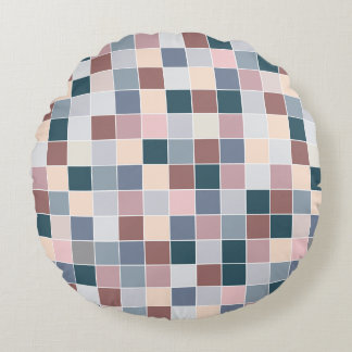 Cool Blocks, Elegant Colors Round Pillow